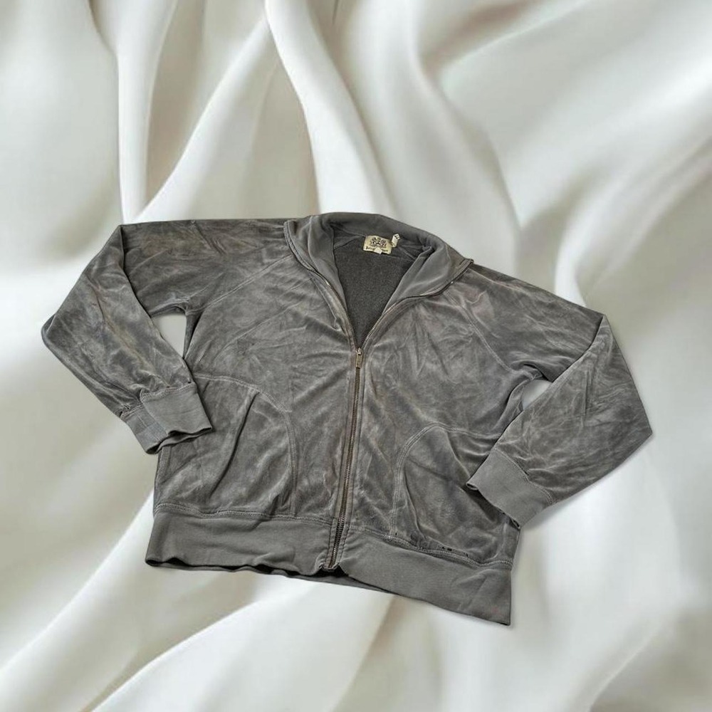 Juicy Couture gray velour zip up jacket y2k mcbling mallcore fairy boho